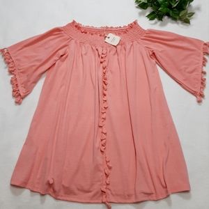 Andtheway Los Angeles Elastic Ruffle Collar Top‎ L